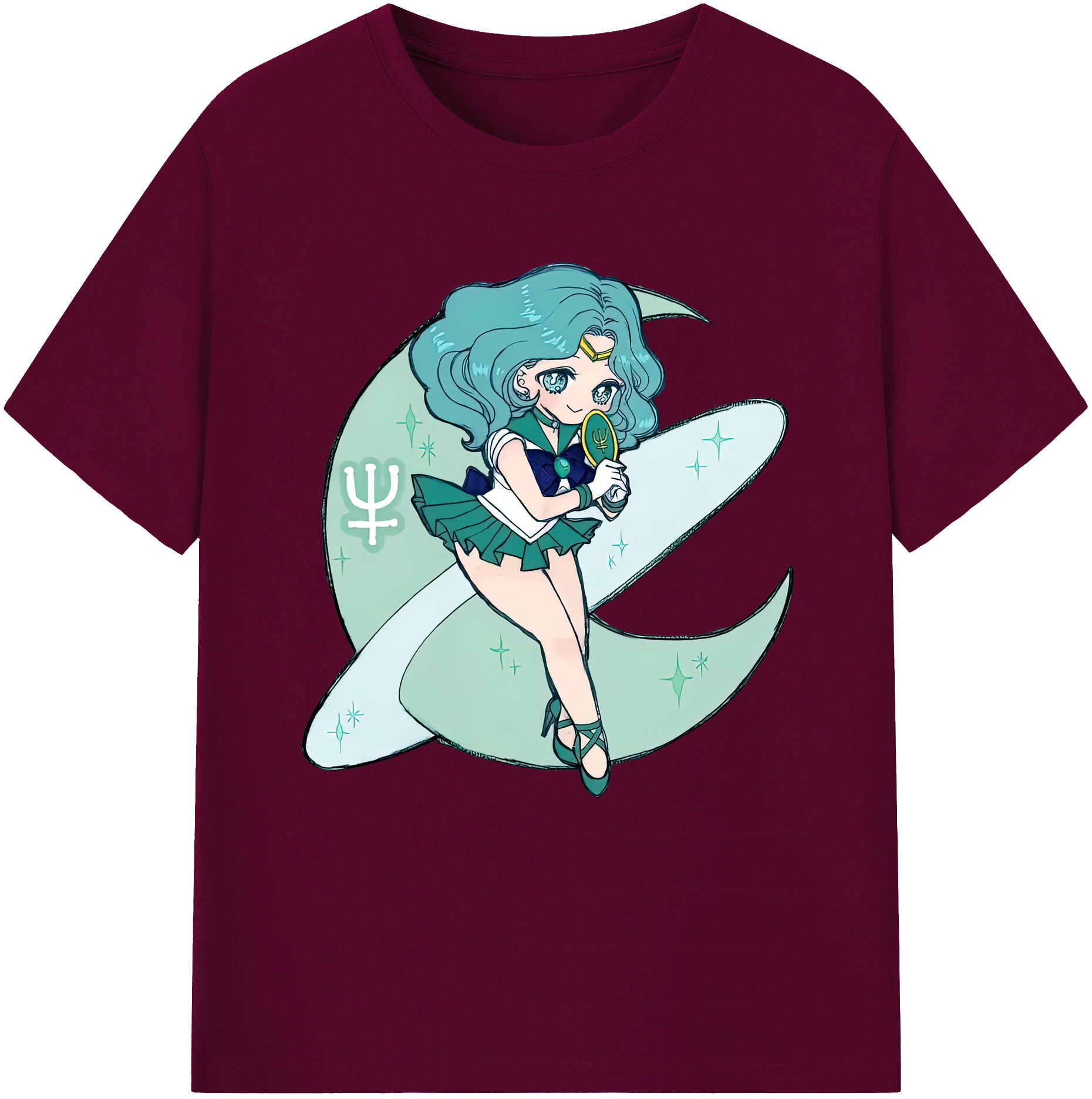（画像用） 美少女戦士セーラームーン 海王 みちる（かいおう みちる） Sailor Moon Kaiou Michiru レディースカジュアルプリントTシャツ（綿100％）